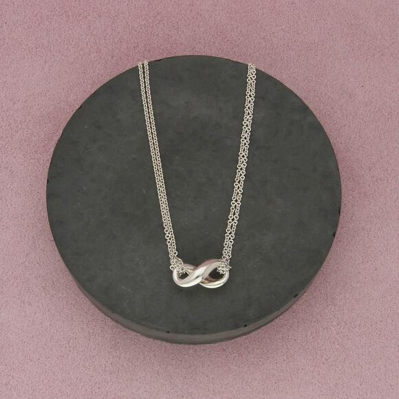 tiffany & co sterling silver double strand infinity symbol necklace size 15.5in - Picture 1 of 3